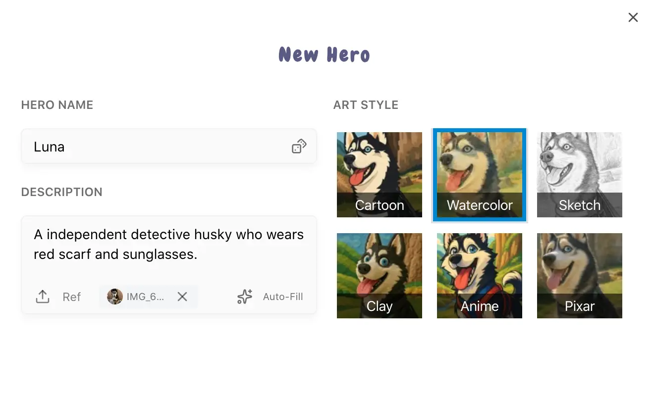 Customise hero